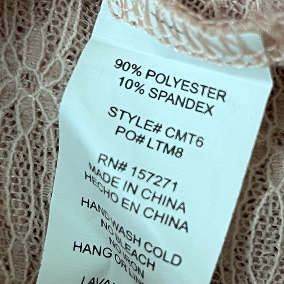 G & D Blush Pink Sheer Lace Crop Top XL Romantic Y2K Feminine Soft Girl Boho - Picture 9 of 9